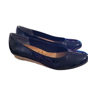 Ros Hommerson black patent jute wedges - 9.           F7